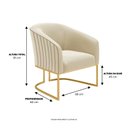 Ver imagem 2 de Poltrona Decorativa Glow Veludo Base Aço Dourado Zahav:Bege