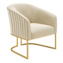 Ver imagem 1 de Poltrona Decorativa Glow Veludo Base Aço Dourado Zahav:Bege