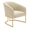 Poltrona Decorativa Glow Veludo Base Aço Dourado Zahav:Bege - 1