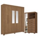 Ver imagem 1 de Guarda Roupa Casal Toledo 6 Portas de Bater com Espelho e Cômoda 1 Porta 6 Gavetas MDP Jatobá