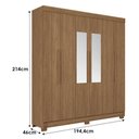 Ver imagem 2 de Guarda Roupa Casal Toledo 6 Portas de Bater com Espelho e Cômoda 1 Porta 6 Gavetas MDP Jatobá