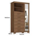 Ver imagem 3 de Guarda Roupa Casal Toledo 6 Portas de Bater com Espelho e Cômoda 1 Porta 6 Gavetas MDP Jatobá