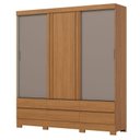 Ver imagem 1 de Guarda-roupa Casal 03 Portas Deslizantes Flex com Ripado 06 Gavetas Externas B384 Cinamomo Off White