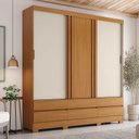 Ver imagem 7 de Guarda-roupa Casal 03 Portas Deslizantes Flex com Ripado 06 Gavetas Externas B384 Cinamomo Off White