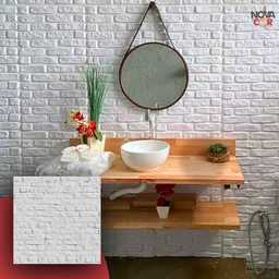 Papel de Parede Pedras Tijolinho Branco Autocolante Adesivo 3mx58cm - 3