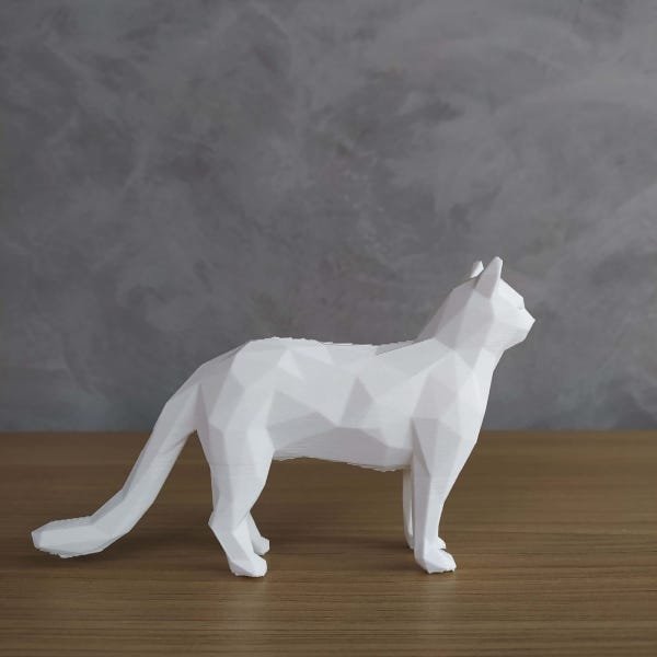 Gato Geométrico Decorativo - Branco - 3