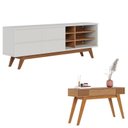 Ver imagem 1 de Rack Bancada Noronha 1.8 Off White Matte Freijó com Aparador Riviera Freijó – Colibri