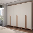 Ver imagem 1 de Guarda-roupa Casal Calábria 6 Portas 6 Gavetas Nature/off White - Panorama Móveis