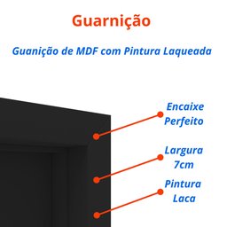Kit Porta de Madeira 210x80cm Lisa Laqueada Direita Moldufama Preto - 5 Kit Porta de Madeira 210x80cm Lisa Laqueada Direita Moldufama Preto - 5