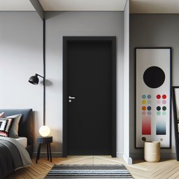 Kit Porta de Madeira 210x80cm Lisa Laqueada Direita Moldufama Preto - 1 Kit Porta de Madeira 210x80cm Lisa Laqueada Direita Moldufama Preto - 1