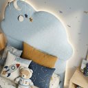 Ver imagem 3 de Cabeceira Infantil Cama Solteiro 120cm Orgânica Curva Nuvem Bouclê Azul Bebê - Montanari's Decor