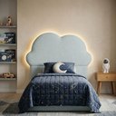 Ver imagem 1 de Cabeceira Infantil Cama Solteiro 120cm Orgânica Curva Nuvem Bouclê Azul Bebê - Montanari's Decor