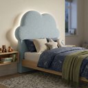 Ver imagem 2 de Cabeceira Infantil Cama Solteiro 120cm Orgânica Curva Nuvem Bouclê Azul Bebê - Montanari's Decor