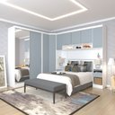 Ver imagem 1 de Quarto de Canto Casal com Guarda Roupas com Espelho e Mesas de Cabeceira Alpes Luciane Móveis