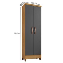 Cômoda Cannes 5 Gavetas e Armário Multiuso Egito Carvalho Americano Grafite – Incorplac - 5