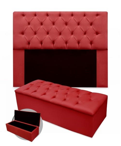 KIT CABECEIRA ANJOS KING 1,95 MAIS CALCADEIRA 1,95 SUEDE VERMELHO - 1