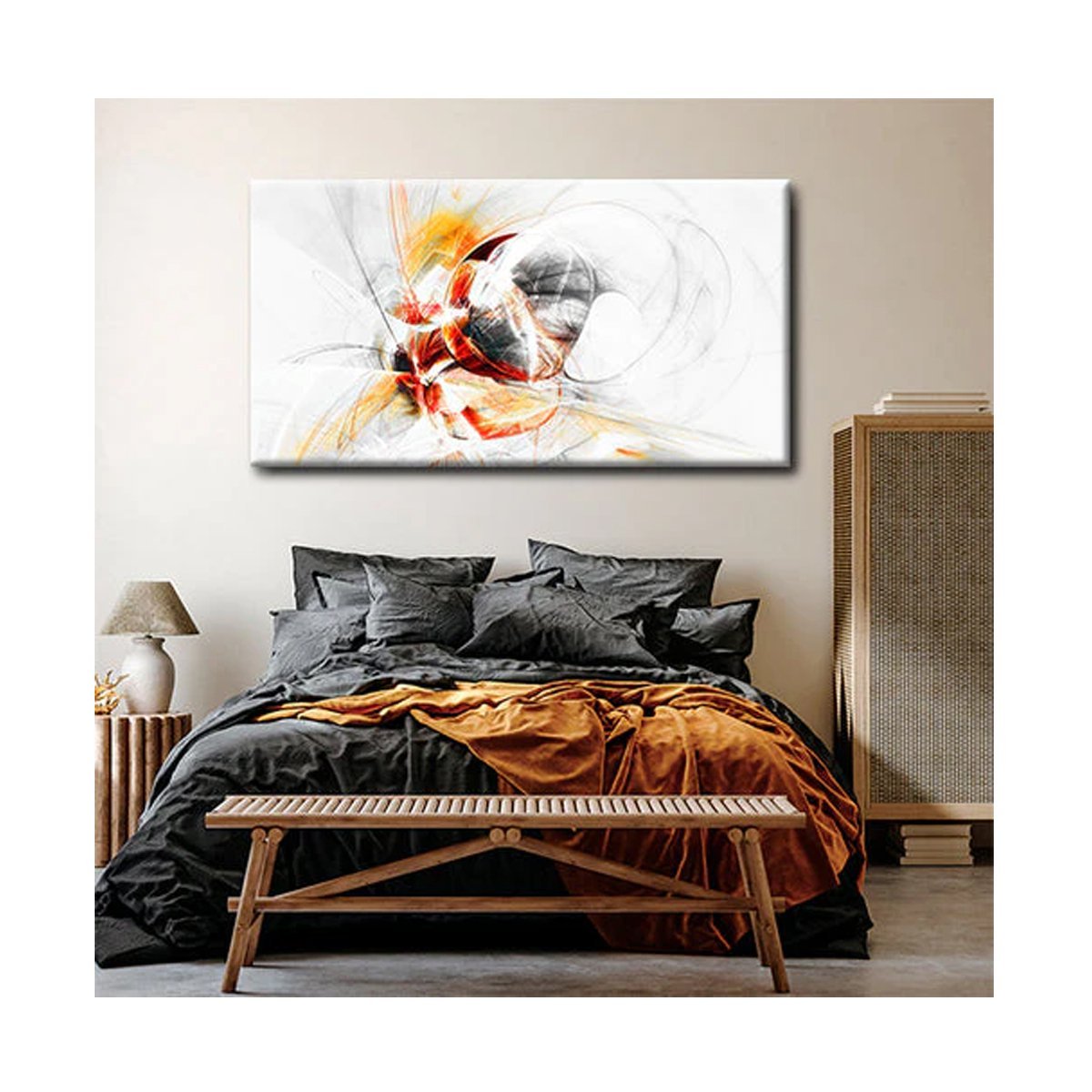 Quadro Decorativo Abstratos e Geometricos Clean Dynamic c/ Moldura Marrom:120 x 80 cm - 3