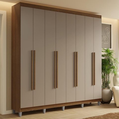Guarda-Roupa Casal com Pés 8 Portas Batentes Saturno Madesa