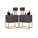 Ver imagem 1 de Kit 2 Mesa Lateral Cabeceira Criado Unic 45cm com Pés de Ferro Dourado Cor:cinza