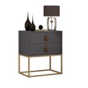 Ver imagem 3 de Kit 2 Mesa Lateral Cabeceira Criado Unic 45cm com Pés de Ferro Dourado Cor:cinza