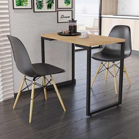 Conjunto Mesa de Cozinha 90cm e 2 Cadeiras Nature