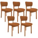 Ver imagem 1 de Kit 05 Cadeiras para Sala de Jantar Cozinha Living Estofada Dara L02 Bouclê Terracota - Lyam Decor