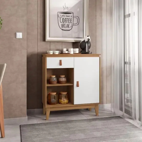 Aparador Cantinho do Café Porta e Gaveta Rubi Plus:cedro/ Branco