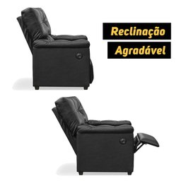 Poltrona do Papai com Massagem Couríssimo Preto Imperador - SOFA STORE - 7