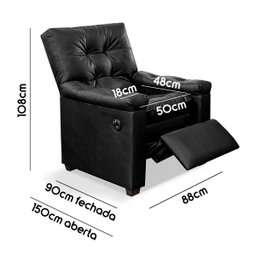 Poltrona do Papai com Massagem Couríssimo Preto Imperador - SOFA STORE - 6
