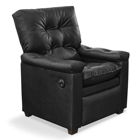 Poltrona do Papai com Massagem Couríssimo Preto Imperador - SOFA STORE