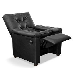Poltrona do Papai com Massagem Couríssimo Preto Imperador - SOFA STORE - 3