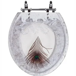 Assento Sanitario Poliester Decorado Pena de Pavao Ravena para vaso Deca - 1