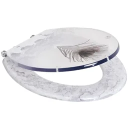 Assento Sanitario Poliester Decorado Pena de Pavao Ravena para vaso Deca - 2