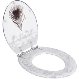 Assento Sanitario Poliester Decorado Pena de Pavao Ravena para vaso Deca - 3