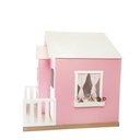 Ver imagem 2 de Casinha de Brinquedo Artesanal Janela Lateral Versátil com Cortinas Mdf Rosa/branco L12 - Gran Belo