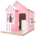 Ver imagem 4 de Casinha de Brinquedo Artesanal Janela Lateral Versátil com Cortinas Mdf Rosa/branco L12 - Gran Belo