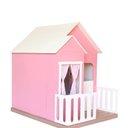 Ver imagem 3 de Casinha de Brinquedo Artesanal Janela Lateral Versátil com Cortinas Mdf Rosa/branco L12 - Gran Belo