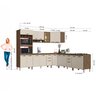 Cozinha Modulada Completa Fidelitá Berlim 7 Peças 536cm 17 Portas 4 Gavetas com Tampo - 4