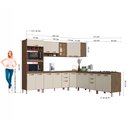 Ver imagem 4 de Cozinha Modulada Completa Fidelitá Berlim 7 Peças 536cm 17 Portas 4 Gavetas com Tampo