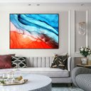 Ver imagem 1 de Quadro Canvas Abst. Marmorizado Azul e Laranja 70x90
