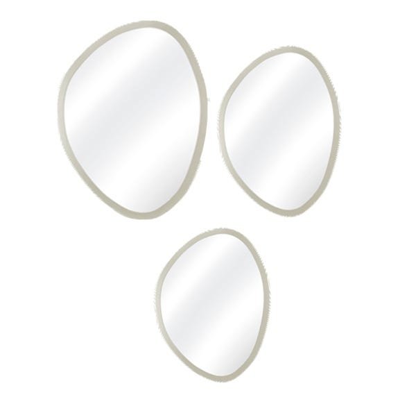 Kit Espelho Decorativo Orgânico Branco 35x50, 50x64 e 64x77 cm
