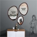 Ver imagem 6 de Kit Espelho Decorativo Orgânico Freijó 35x50, 50x64 e 64x77 cm Marrom