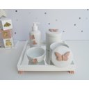 Ver imagem 2 de Kit Higiene Porcelana Bebê Banho Cuidado Quarto Meninas Maternidade K014 Borboleta - Rosê