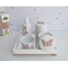 Kit Higiene Porcelana Bebê Banho Cuidado Quarto Meninas Maternidade K014 Borboleta - Rosê - 2