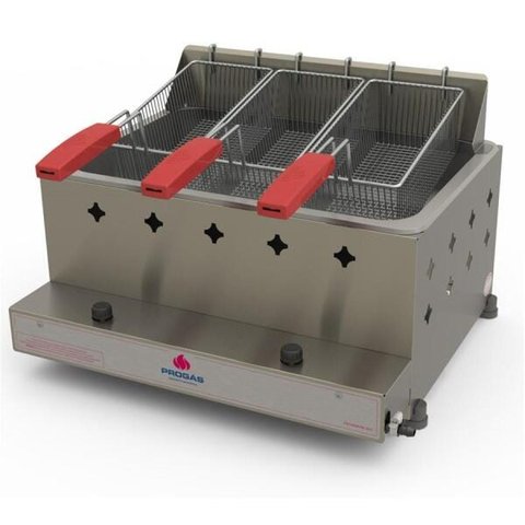 Fritador Fritadeira Retangular 1 Cuba Grande 10 Lts Óleo 03 Cestos Pr-30g - Progás