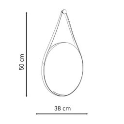 Espelho Adnet Wood Preto Alça Corino Café 38 cm - 5