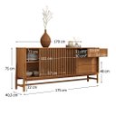 Ver imagem 2 de Balcão Buffet Madeira 170 Cm Ripado 3 Gavetas Sala de Jantar Freijó Adamo