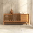 Ver imagem 1 de Balcão Buffet Madeira 170 Cm Ripado 3 Gavetas Sala de Jantar Freijó Adamo