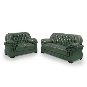 Sofá Rei Conjunto 2 e 3 Lugares Couríssimo Capitonê Verde 863 Império Estofados