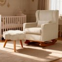 Ver imagem 1 de Poltrona de Amamentação Balanço com Puff Aurora Conforto Tecido Veludo, Estilo e Funcionalidade para